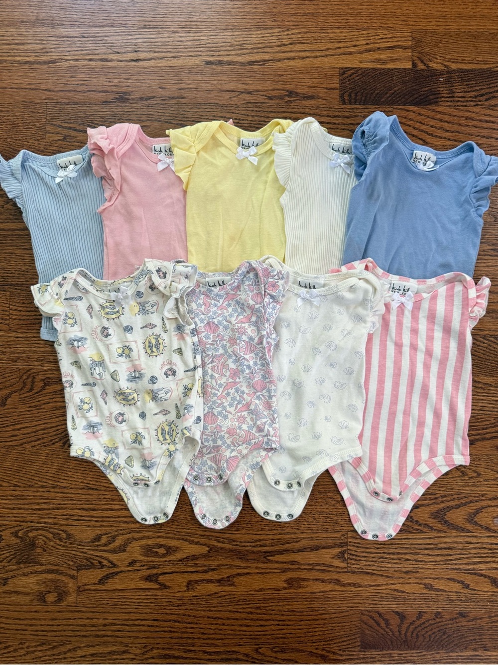 Nicole Miller Baby One-Piece Bodysuit Set - Blue, Pink, Yellow, Cream, White